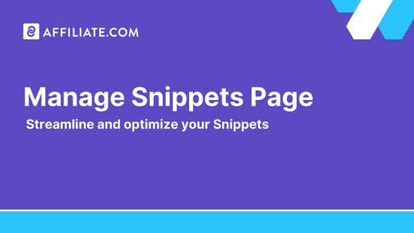 Manage Snippets Page